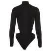 Womens Bandage Bodycon Bodysuit Long Sleeve High Neck Backless Leotard Top Shirt