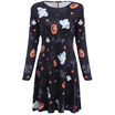 Trendy Round Collar Allover Print A-Line Halloween Dress for Women