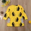 UK Cute Kid Baby Girl Cotton Long Sleeve Persian Cat Party Pageant Dress Clothes