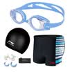 Li Ning LI-NING All-round swim swimsuits swimsuits swimsuits swimsuits five sets of fashionable high-quality swimming pants swimming goggles swim cap sets LSJK666-1 sky blue l code