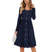 Womens Autumn Holiday Beach Bardot Button Through Pocket Sundress Size S-XL