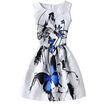 Graceful Butterfly Pattern High Waist Skater Dress