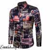 Stylish Mens Luxury Casual Shirt Long Sleeve Slim Fit Printing Dress Shirts