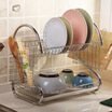 ORZ S-Shaped Dish Rack Set 2-Tier Chrome Stainless Plate Dish Cutlery Cup Rack With Tray Steel Drain Bowl Rack Kitchen Shelf