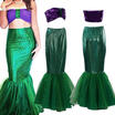 Halloween Women Fancy Dress Mermaid Bra Scal Tail Skirt Costume Party Masquerade