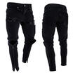 Slim Destroyed Stretchy Ripped Skinny Biker Jeans Men Taped Fit Denim Pants