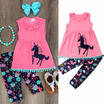 Unicorn Kids Girl Children Outfit Clothes Casual Tops Dress Leggings Pants Set