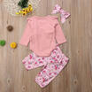 0-2T Toddler Kid Baby Girl Cotton Flower Romper TopsPants Outfits Clothes Set