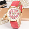 Flower Printed Fashion Women Analog Quartz Watch Lady Dress Leather Wristwatches