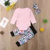 Canis Cotton Newborn Baby Girls Flower Romper Long Pants Headband Outfit Clothes