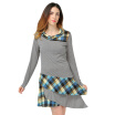 Long Sleeve Layered Plaid Panel Dress