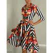 Women Half Sleeve Colorful Striped Casualt Dress Formal Party Bodycon Dress