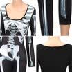 Women Skeleton Skull Printed Jumpsuit Bodysuit Fancy Dress Halloween Cosplay Set