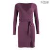 Womens Autumn Winter Sweater Wear Long Sleeve Slim Fit V Neck Bodycon Mini Dress
