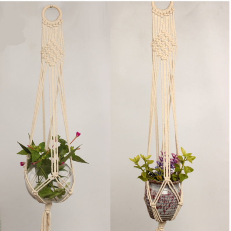 Pot Holder Macrame Plant Hanger Hanging Planter Basket Jute Rope Braided Craft
