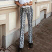 US Women Sexy Snake Print Pants Fashion Wide Leg Trousers Loose High Waist Pants