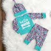 Newborn Baby Girl Long Sleeve Tops Pants Hat 3PCS Outfits Set Clothes 0-18m