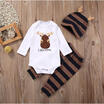 Newborn Baby Girls Kids Tops Romper Pants Hat 3PCS Outfits Set Christmas Clothes