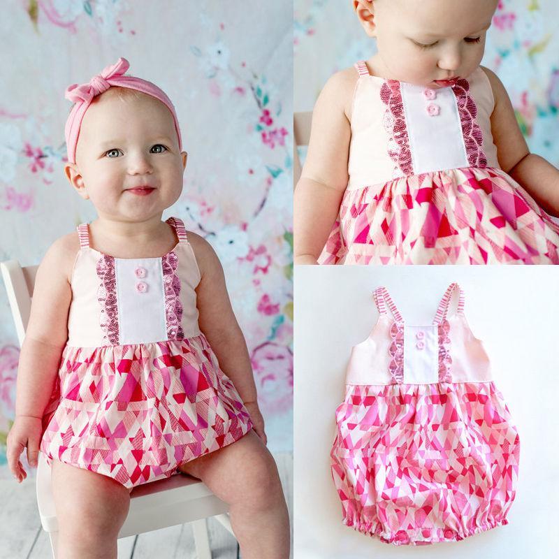 Kids Infant Baby Girl Sleeveless Bodysuit Romper Jumpsuit Outfits Summer Sunsuit