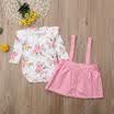 Children Baby Girls Autumn Fall Princess Floral Suspender Skirts Dress Outfits
