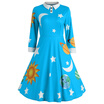 Flare Vintage Sun&Moon Print Dress
