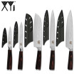 XYj 5 Unids Cuchillos De Acero Inoxidable Juego De Cubiertas De Cuchillo Venas De Damasco Cuchillos De Chef De Cocina Herramientas