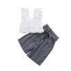 Fashion Lace Toddler Kids Baby Girl Striped Crop Tops Long Pants Outfits Clothes