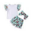 Kleinkind Baby Mädchen Blumen Tops T shirt Shorts Hose Sommer Outfits Sets