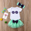 3PCS Kids Baby Girl Shell RomperShort Dress Outfits Tutu Bowknot Skirts Summer