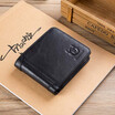 BULLCAPTAIN Vintage Leather Trifold Wallet Men Short Hasp Wallet CASUAL MALE Zipper Wallets Card Holder Money BAG Coin Purse