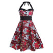 Vintage Floral Skull Print Backless Dress