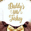 2018 Baby Girls DADDYS LITTLE TURKEY Romper Sequin Tutu Skirts 4PCS Outfits Set