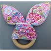 Safety Wooden Natural Baby Rabbit Teething Ring Cute Teether Bunny Sensory Toy