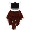 Knit Viking Beard Horn Hat Crazy Ski Cap Barbarian Vagabond Beanie Halloween UK