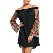 Embroidery Flare Sleeve Off The Shoulder Dress