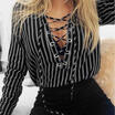 NEW Womens Blouse Striped Plaid Long Sleeve Ladies Top T Shirt Loose Casual Tops