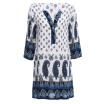 Ethnic V-Neck 34 Sleeve Printed Loose Women Mini Dress