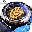 Forsining Deporte Reloj Cráneo Esqueleto Negro Rojo Relojes Relojes automáticos de los hombres Marca de lujo de lujo Diseño luminoso Resistente al agua