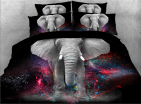 3D Elephant Galaxy Printed 4-Piece Black Bedding SetsDuvet Covers