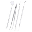 4pcspack Dental Hygiene Tools Kit Dentist Set Dental Probe Mirror Sickle Scalers Tweezers Stainless Steel Teeth Care Cleaning