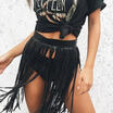 UK Stock Hippie Boho Women Fringe Tassels PU Leather Belt Waist Long Belt Skirt
