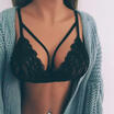 UK Fashion Floral Lace Sheer Mesh Triangle Unpadded Bralette Bustier Crop Top