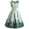 Christmas Vintage Ruched Forest Print Plus Size Dress