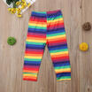 Kids Girls Child Rainbow Print Multi-color Colorful Party Pants Leggings 2-7YRS