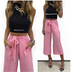Fashion Women OL Harem Casual Long Drawstring Pants Summer Loose Work Trousers