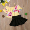 Fashion Kids Baby Girls Flower Off Shoulder Tops Skirts Dress Outfit Clothes Set