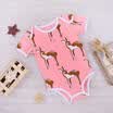 Newborn Baby Boys Girls Short Sleeve Deer Romper Outfit Playsuit Bodysuit 0-24M