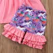 Cute Toddler Kids Girls Unicorn Tops Dress Shorts 3Pcs Outfits Set Clothes 1-6T