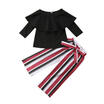 2PCS Toddler Kid Baby Girl Outfits Off Shoulder TopsLong Pants Clothes Set 1-6Y