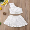 Solid 2PCS Toddler Kids Baby Girls Clothes Off Shoulder TopsDress Outfits 2018